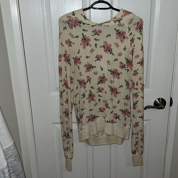 Pam & Gela Floral Print Hooded Sweatshirt size P / XS - Picture 6 of 11